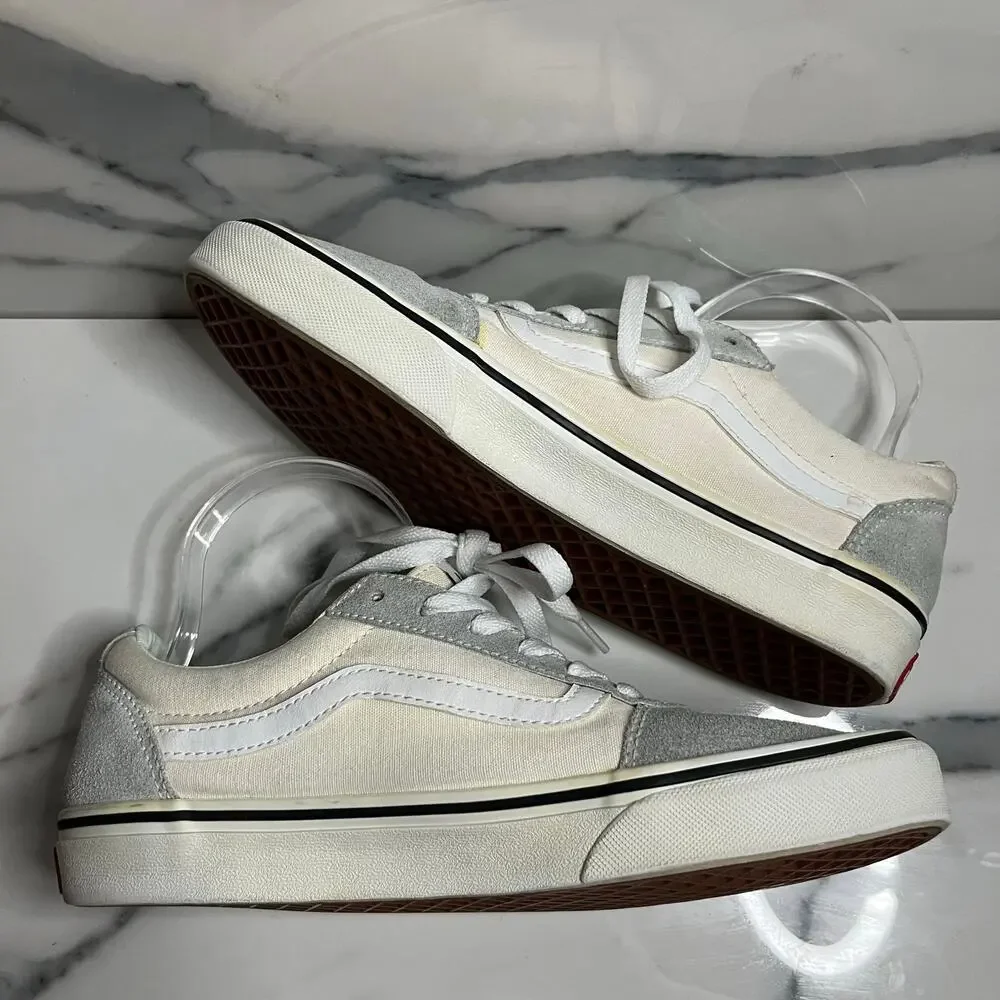 Vans Skateboard Women's Cream Gray Low Top Suede Leather Sneakers Sz 9.5 Classic